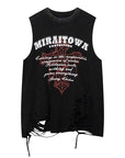Letter ripped vest-D736