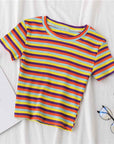 Rainbow Stripe Cropped Top-D750