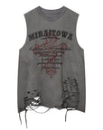 Letter ripped vest-D736