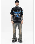 Distressed racing T-shirt-D524
