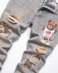 Bear Print Jeans-D541 | Inspanda