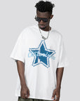 Five-pointed star print tee-D490