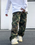 Drawstring camouflage pants oversize-D39