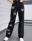 Butterfly print jeans-D94 | Inspanda