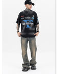 Distressed racing T-shirt-D524