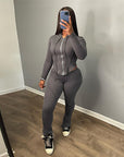 Solid color tracksuit-D591