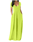 Solid color V-neck dress-D836