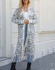 Fringed long cardigan coat-D788  | Inspanda