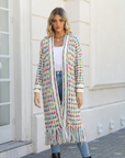 Fringed long cardigan coat-D788  | Inspanda