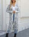 Fringed long cardigan coat-D788  | Inspanda