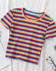 Rainbow Stripe Cropped Top-D750