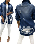 Long denim jacket-D691 | Inspanda