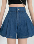 High-rise denim shorts-D816