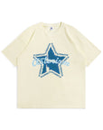 Five-pointed star print tee-D490