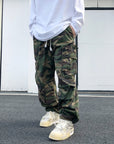 Drawstring camouflage pants oversize-D39