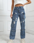 Ripped jeans with pockets-D560