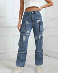 Ripped jeans with pockets-D560