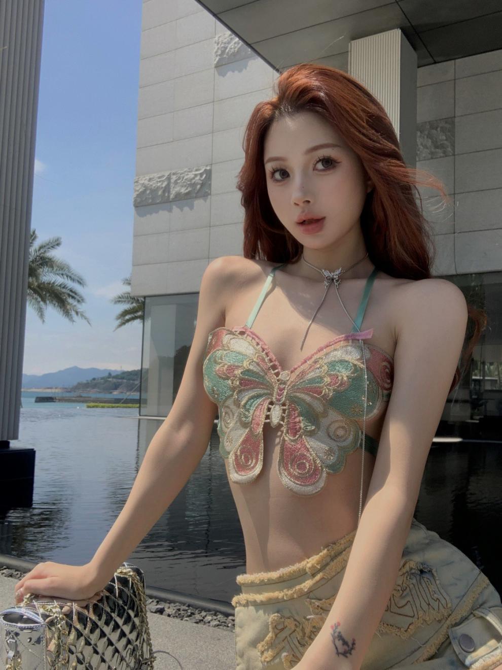 Butterfly embroidery sexy -D386 | Inspanda