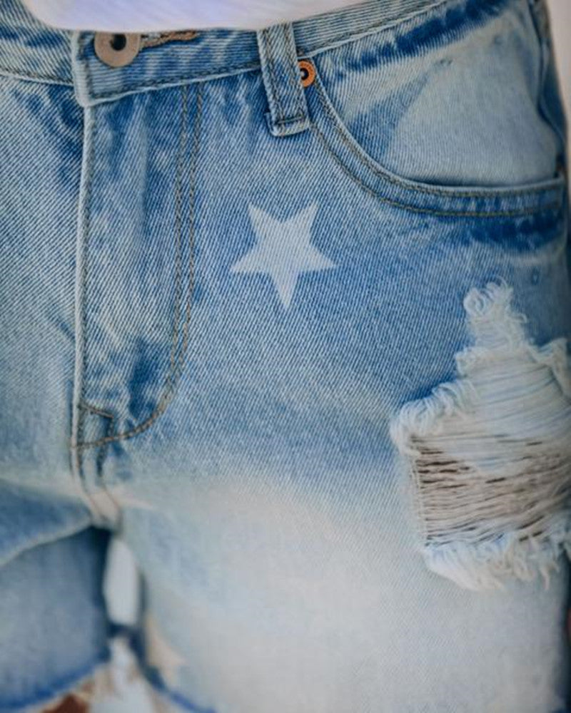 Holes &amp; Stars denim shorts-D127